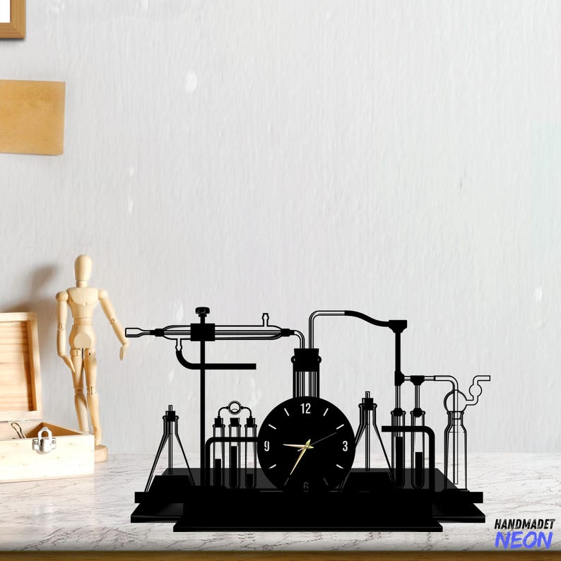 Custom Laboratory Equipment Tabletop Metal Clock, Chemistry Desktop ...