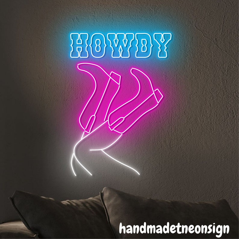 Howdy Neon Sign, Cowboy Boots Led Sign, Cowgirl Legs Led Light, Western ...