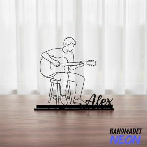 Personalized Guitar Player Metal Sign, Custom Guitarist Metal Desk Decor with Name, Gift For Guitarist, Live Music Room Decor, Musician Gift