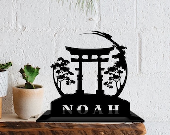 Custom Torii Gate Judo Table Decor Torii Gate Metal Shelf Decor Home, Japanese Gate Table Office Decor, Home Decor, Office Bookshelf Decor