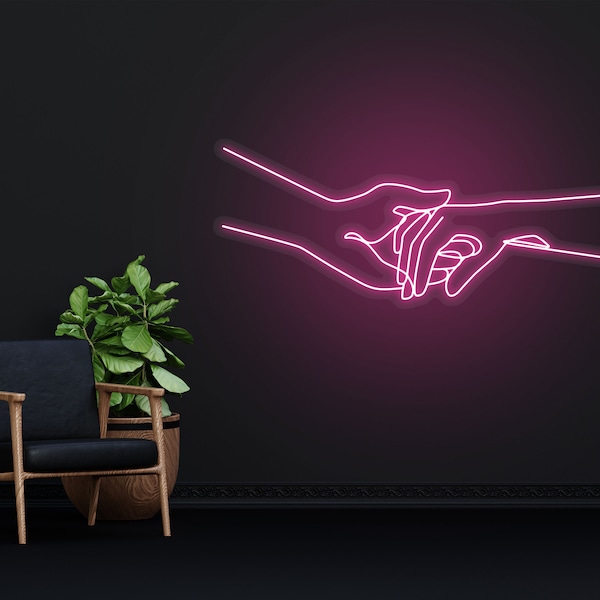 Holding Hands Neon Sign, Holding hands Led Sign, Touching hands Led Sign, Custom Neon Sign, Touching Hands Neon, Home Decor, Bar Neon Sign