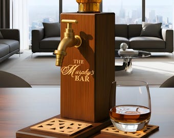 Personalisierter Mr & Mrs Hochzeit Whisky Spender, Holz Whisky Spender, individuelles Hochzeitsgeschenk für Paare, Jubiläum Bourbon Spender
