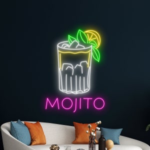 Mojito Cocktail Led Sign, Mojito Cocktail Neon Sign, Mojito Led Light, Mint To Be Mojito Neon Light, Wine Room Wall Decor, Club Neon Light