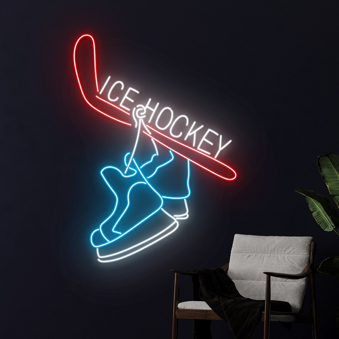 Ice Hockey Neon Sign, Ice Hockey Player Led Sign, Ice Skating Led Light