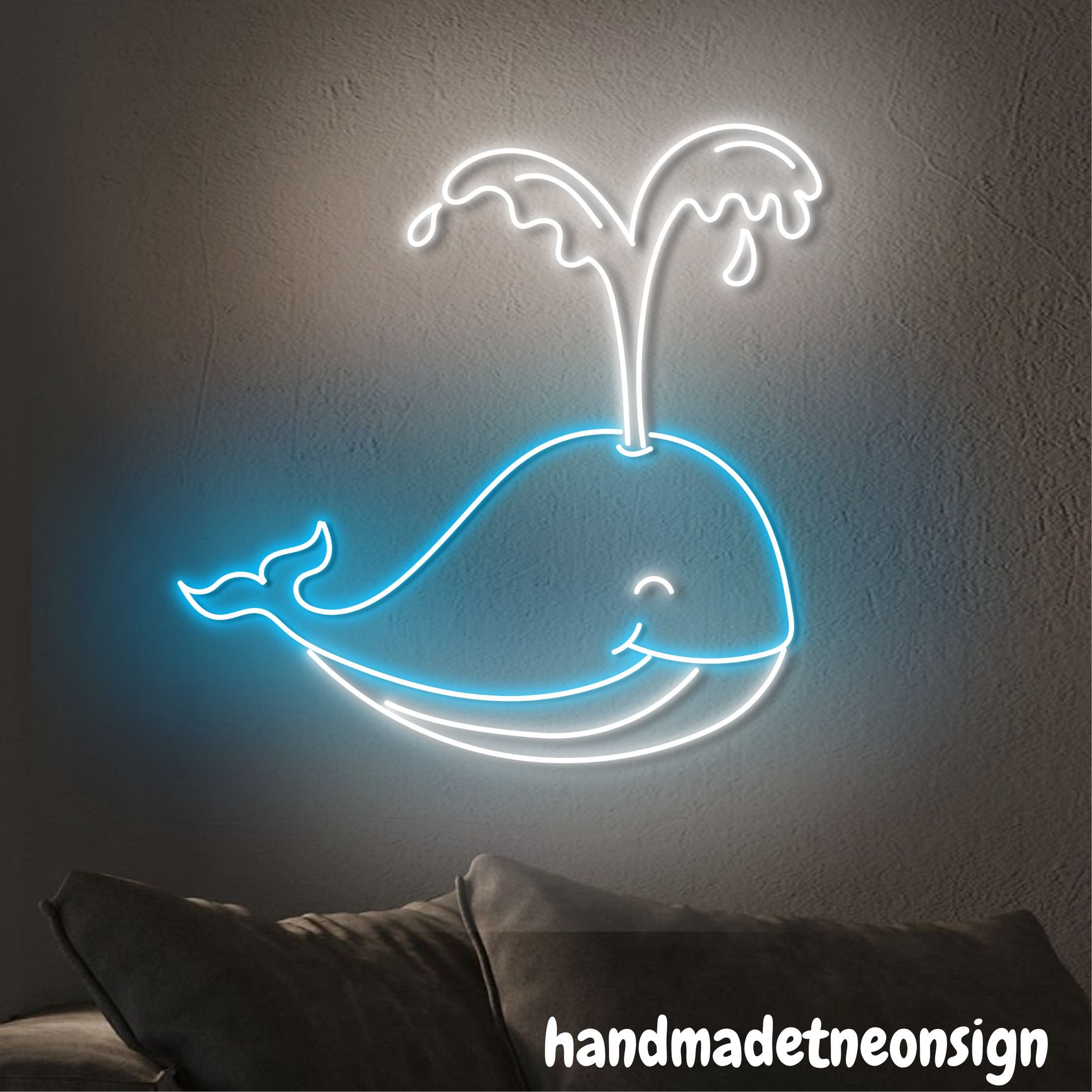 【☆超美品★】　＊クジラのネオンサイン＊　アイスブルー クジラのネオンサイン、クジラの LED サイン、かわいいクジラのネオン
