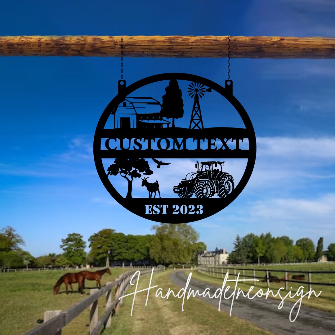 Personalized Outdoor Farm Sign Hanging Metal Sign Custom Farm Name Sign