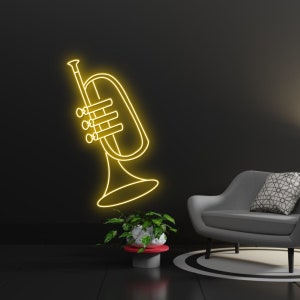Trumpet Neon Sign, Trumpet Led Sign, Trumpet Led Lights, Custom Neon Lights, Music Instrument Neon Lights, Trumpet Neon Lights