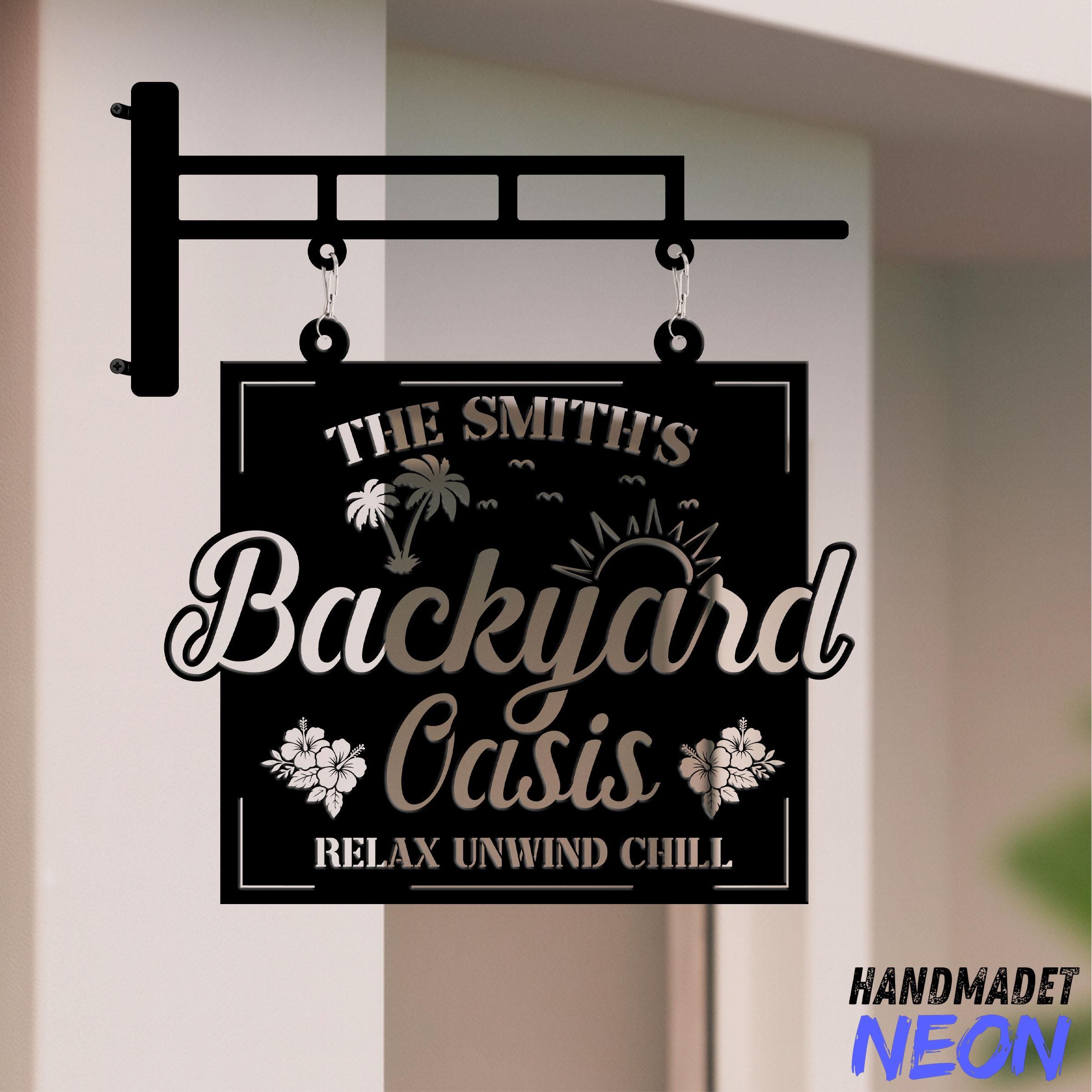 Custom Backyard Oasis Metal Sign: Personalized Outdoor Decor - Etsy