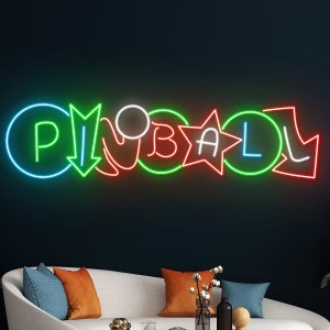 Pinball Neon Sign, Pinball Led Light, Pinball Neon Light, Arcade Led Sign, Game Machine Room Wall Art Decor, Casino Game Studio Neon Light