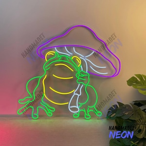 Frog Mushroom Neon Light, Mushroom Frog Led Light, Toad Led Sign, Frog Neon Sign, Frog Mushroom Room Wall Decor, Mushroom Frog Neon Light