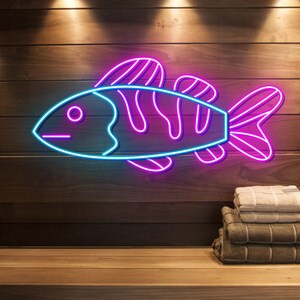 Cute Fish Led Sign, Cute Fish Neon Sign, Wall Decor, Aquarium Decor ...