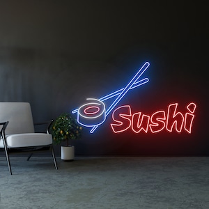 Sushi Neon Sign, Sushi Neon Light, Sushi LED Light, Japanese Food LED Sign, Best Gifts, Sushi Signs, Restaurant Signs, Sushi Lights