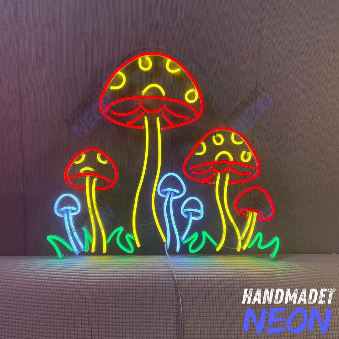 カラフルなキノコのLEDネオンサイン：カスタムホームデコレーション