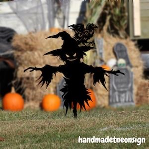 Custom Halloween Scarecrow Stake Sign, Happy Halloween Garden Metal Stake, Scarecrow Garden Stake, Witch Halloween Yard Stake Outdoor Decor