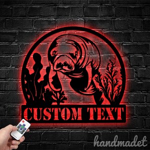 Personalized Manatee Metal Sign, Manatee Metal Light, Manatee Name Led Light, Manatee Led Sign, Manatee Metal Wall Art, Animal Wall Decor