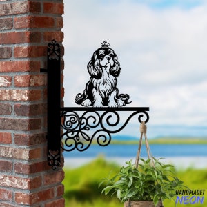 Personalized Cavalier King Charles Spaniel Hanging Bracket, Dog Hanging Basket Bracket, Hanging Bracket For Garden, Metal Sign Garden Decor