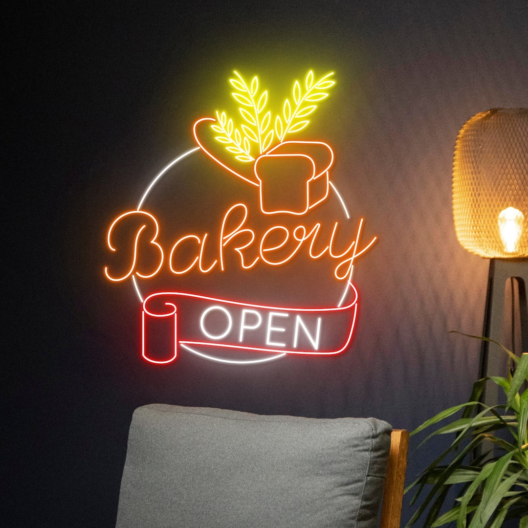 Bakery Open Neon Sign, Open Bakery Led Light, Bakery Neon Light, Open