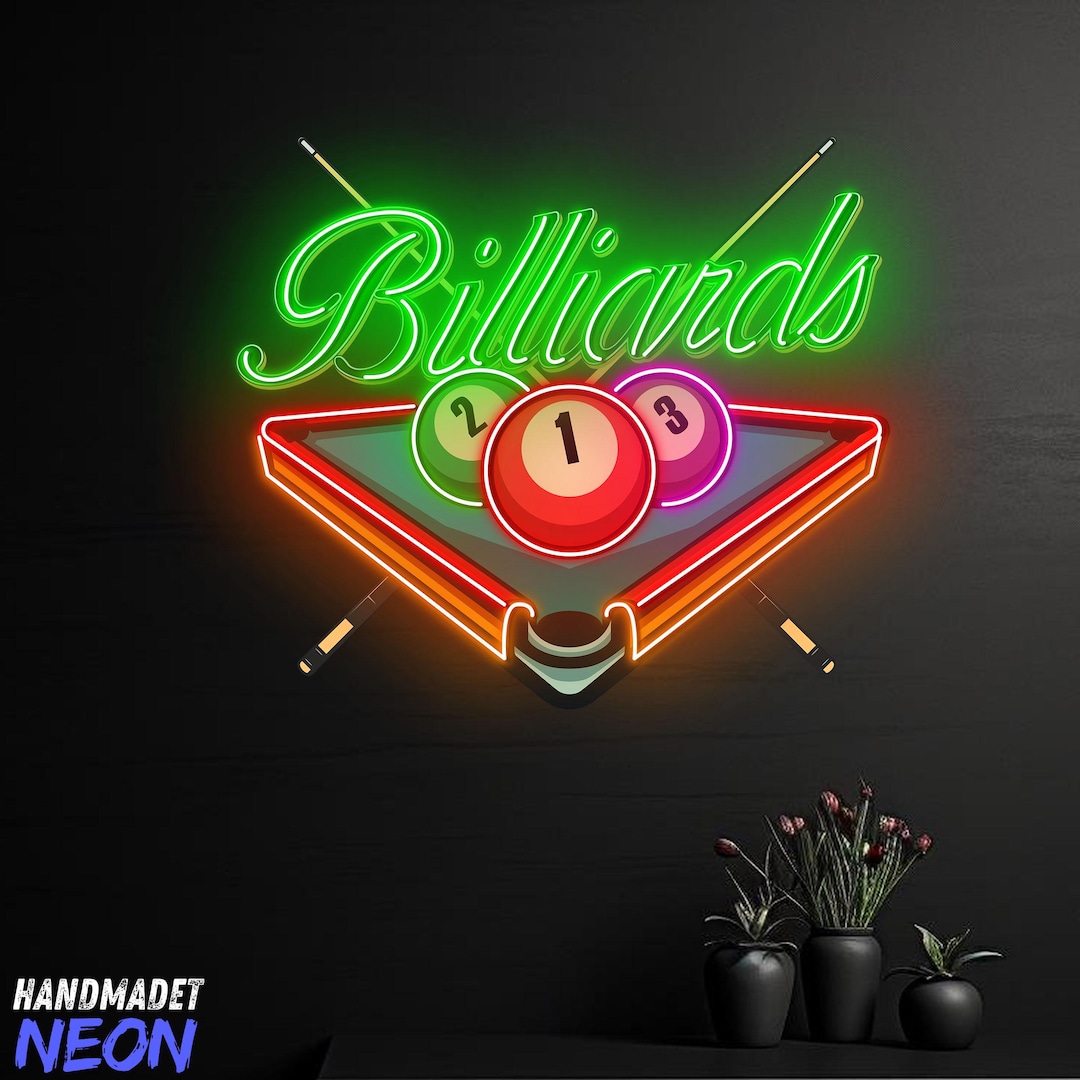 Billiards Neon Sign, Billiard Table Led Light, Custom Neon Sign, Pool ...
