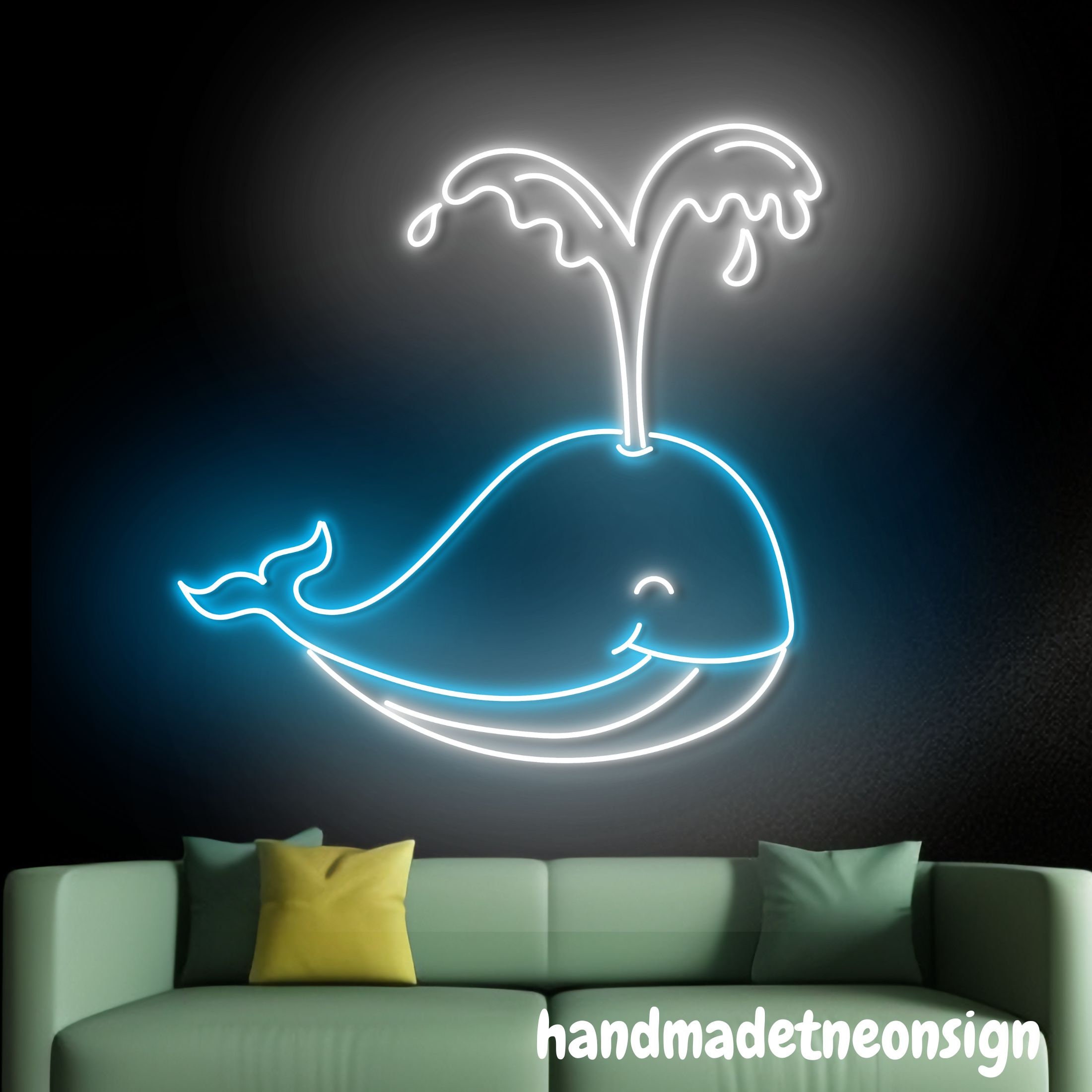 クジラのネオンサイン、クジラの LED サイン、かわいいクジラのネオン