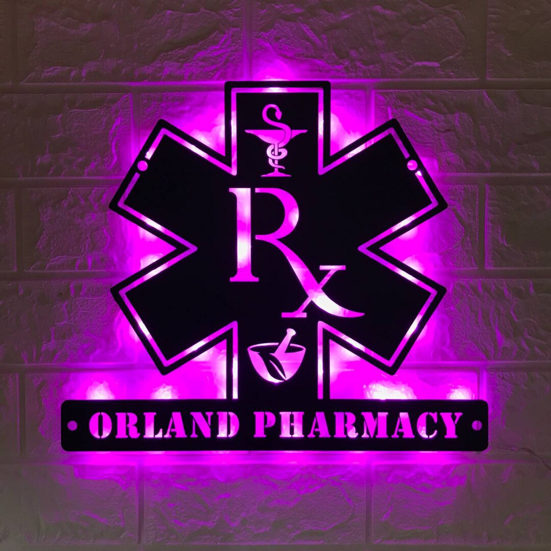 Custom Pharmacist Metal Wall Art LED Light Personalized Pharmacy Name Sign Home Decor Best Gift