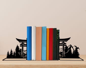 Custom Torii Gate Metal Bookends Torii Gate Name Bookend, Japan Torii Gate Table Sign, Bookshelf Home Decor, Book Lover Gift, Christmas Gift