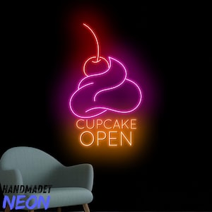 Cupcake Open Neon Sign, Cake Shop Led Sign, Cupcake Open Neon Light, Cupcake Bakery Led Light, Cake Store Wall Art, Cake Bakery Wall Decor