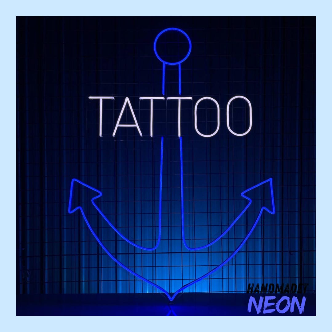 Tattoo Led Sign, Anchor Tattoo Led Sign, Wall Decor, Bar Neon Sig ...
