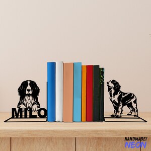 Custom English Springer Spaniel Metal Bookends, Dog Name Bookend, Dog Table Sign, Bookshelf Home Decor, Book Lover Gift, Back To School Gift