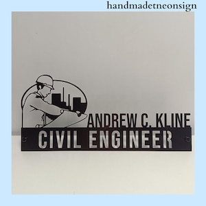 Custom Civil Engineer Metal Desk Name Plate, Engineer Metal Job Name Plate, Builder Work Career Name Plate, Custom Text Words Metal