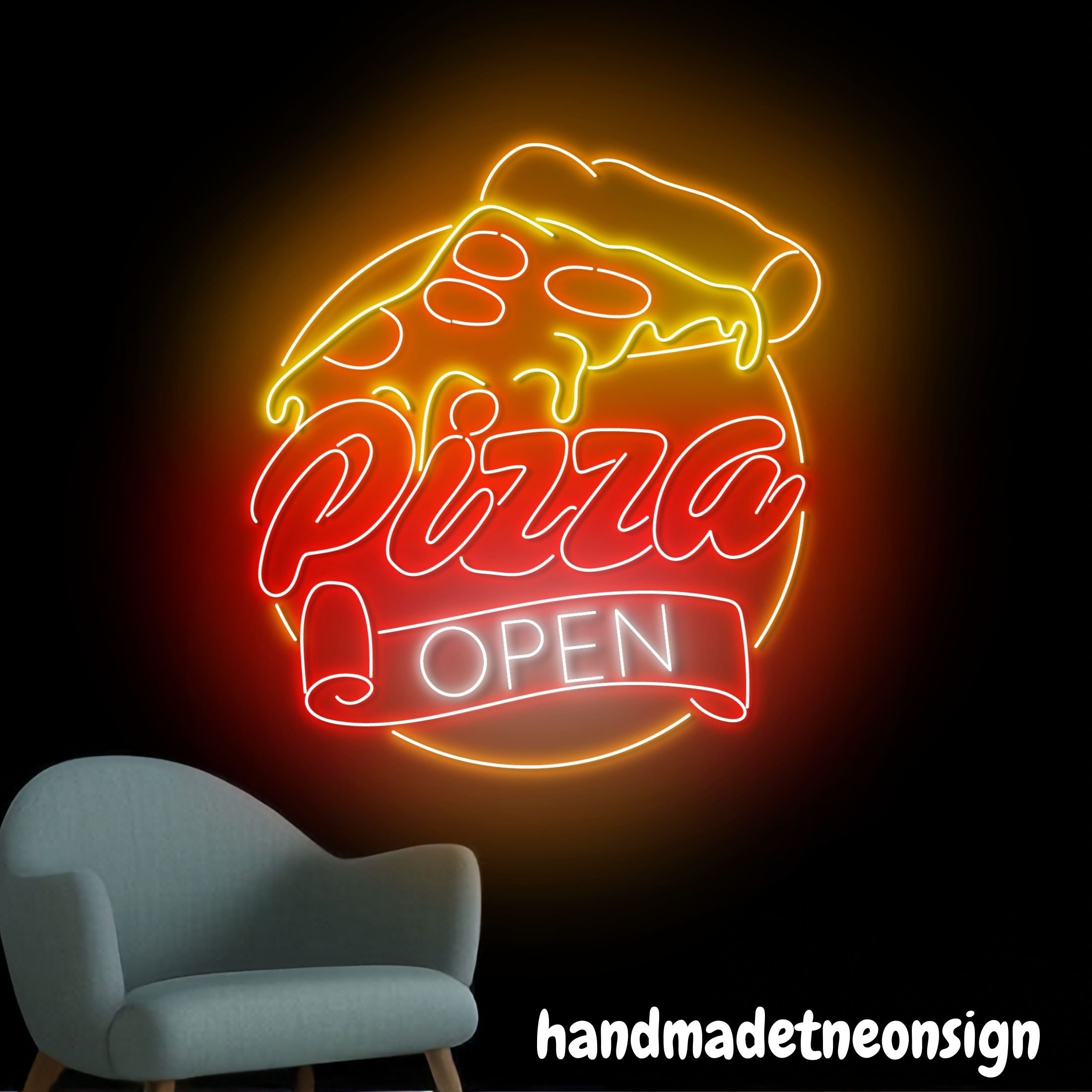 Open Pizza Neon Sign, Pizza Open Led Sign, Pizza Slice Neon Light