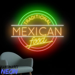 Mexican Food Neon Sign, Traditional Mexican Food Led Sign, Neon Light For Mexican Food Store Wall Art, Mexican Restaurant Wall Decor