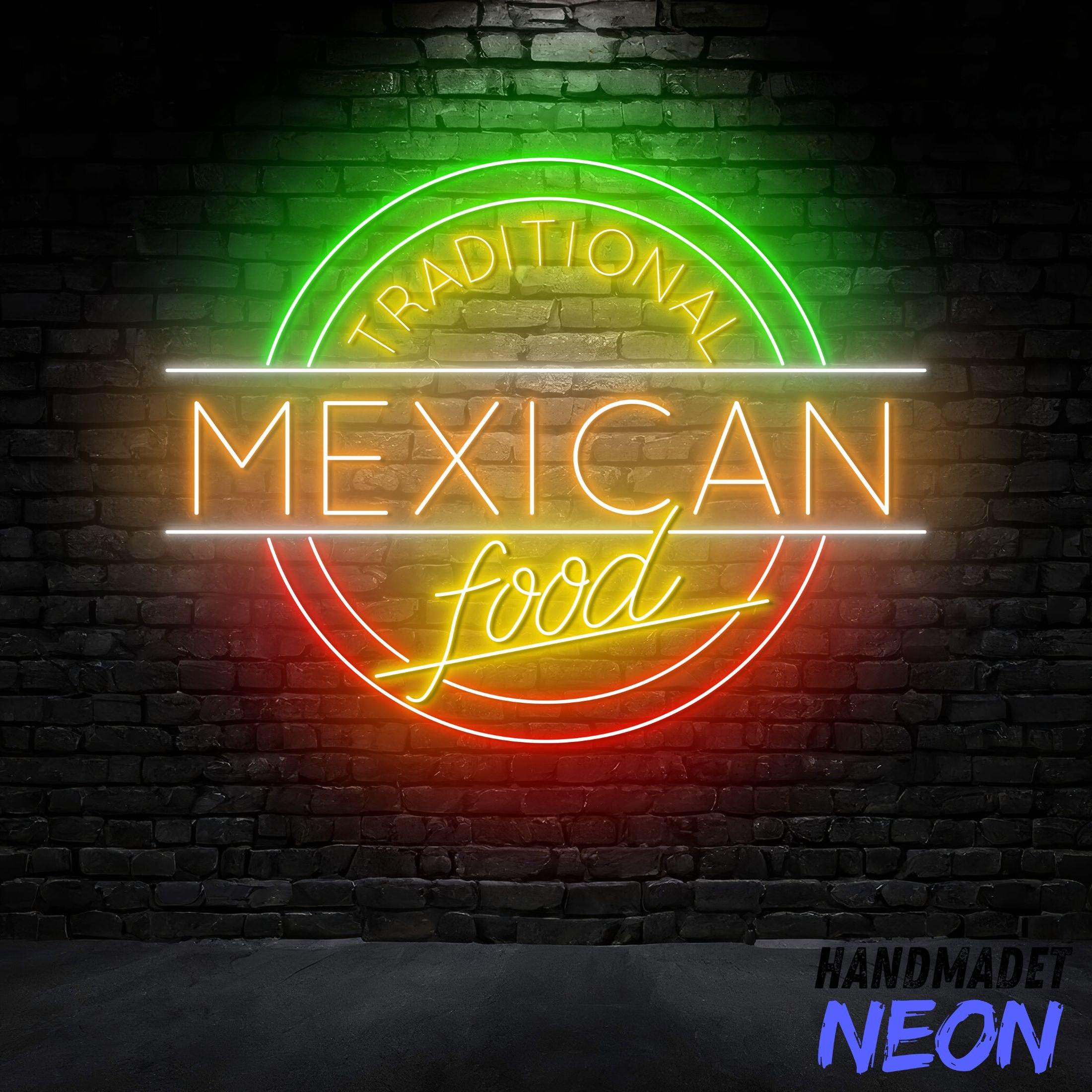 Mexican Food Neon Sign, Traditional Mexican Food Led Sign, Neon