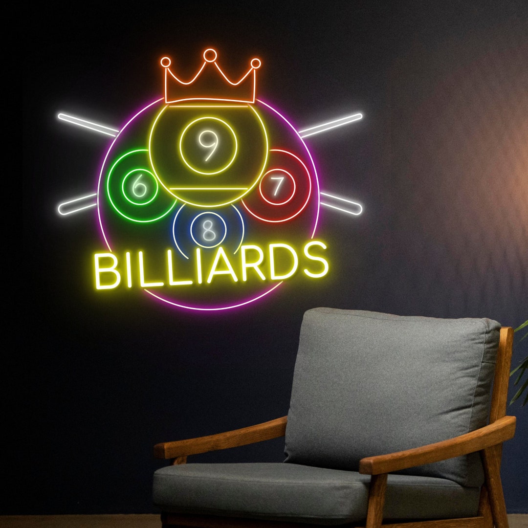 Billiards Led Sign, Billiard Neon Sign, Billiards Pool Neon Light