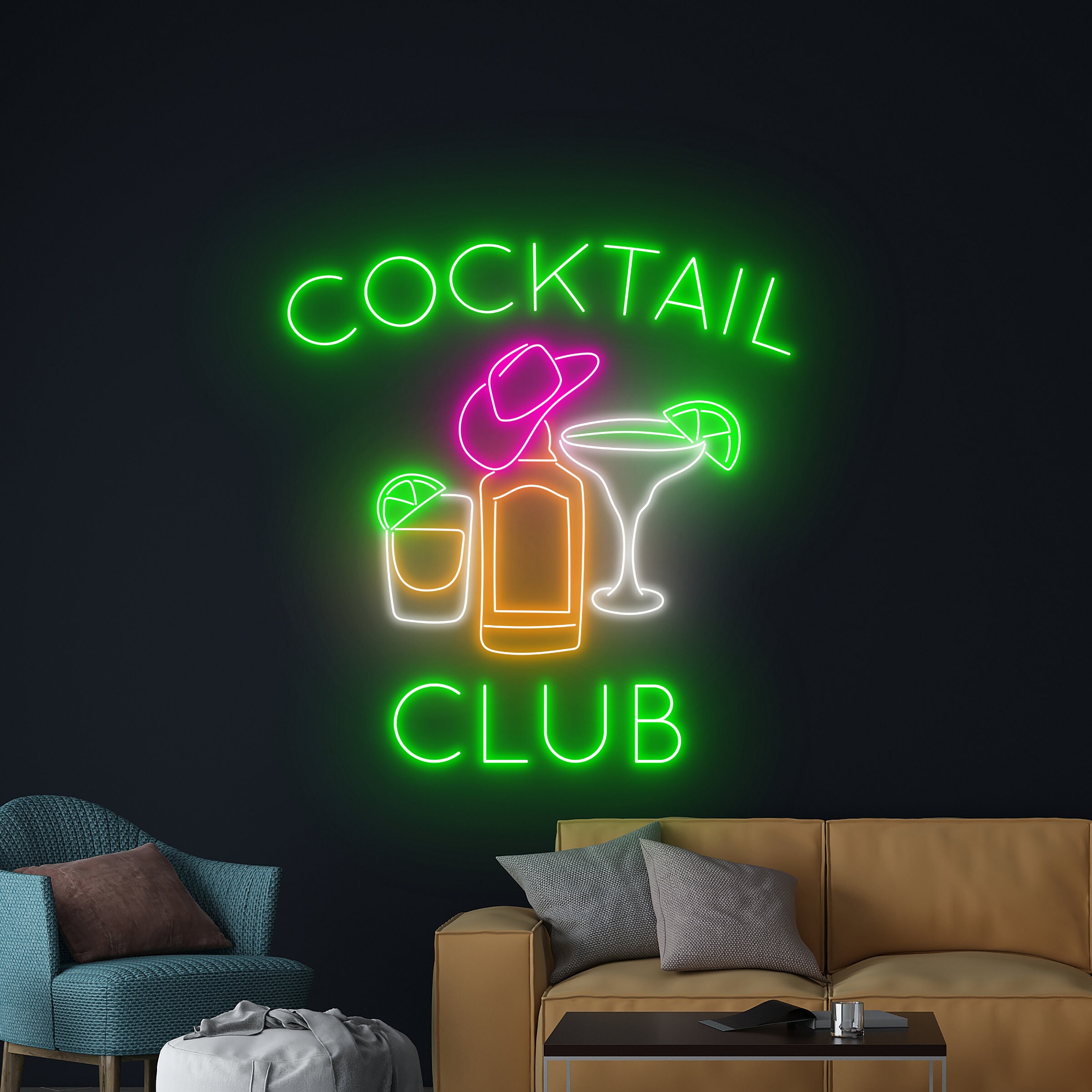 カクテル クラブ ネオン サイン、カクテル クラブ LED ライト 