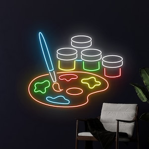 Art Gallery Led Sign, Palette Neon Light, Paintbrush Neon Sign, Studio Led Light, Painter Room Wall Decor, Class Led Sign, Workshop Led Sign