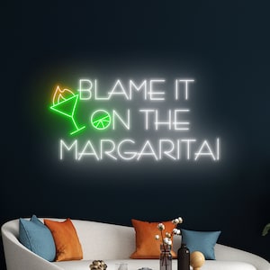Blame It On The Margarita Neon Sign, Margarita LED Light, Salty Margarita Neon Light, Cocktail Led Sign, Club Room Wall Decor, Bar Led Sign