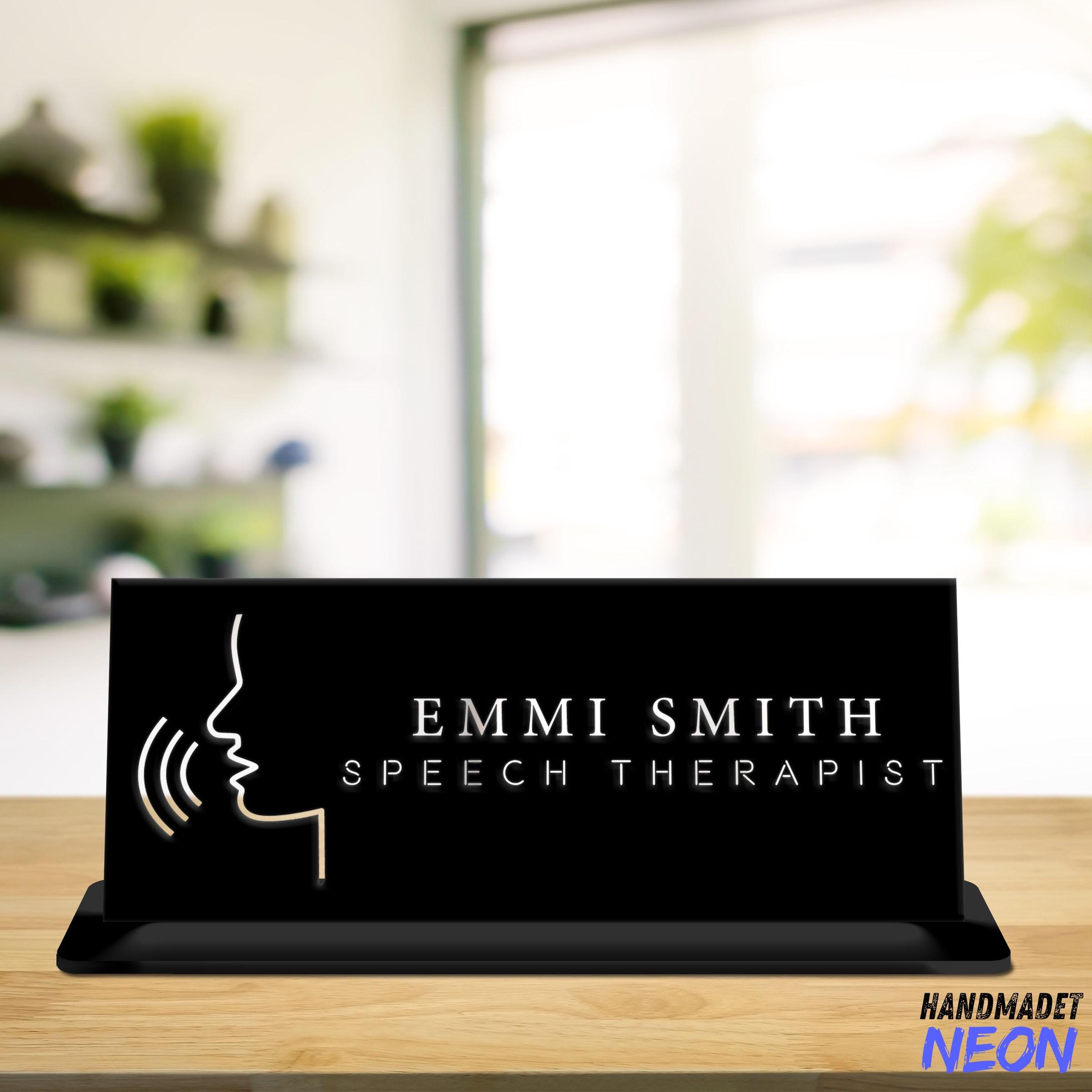 Custom Speech Therapist Metal Name Plate, Speech Therapist Name Plate Table Decor, Engraved Desk Sign, Table Office Decor, Desk Nameplate