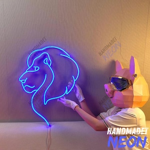 Lion LED Neon Sign: Jungle King Wall Art