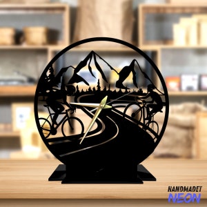 Custom Cycling Tabletop Metal Clock, Cyclist Office Desktop Clock, Biker Desk Circle Clock, Sport Bookshelf Decor, Bicycle Clock Home Decor