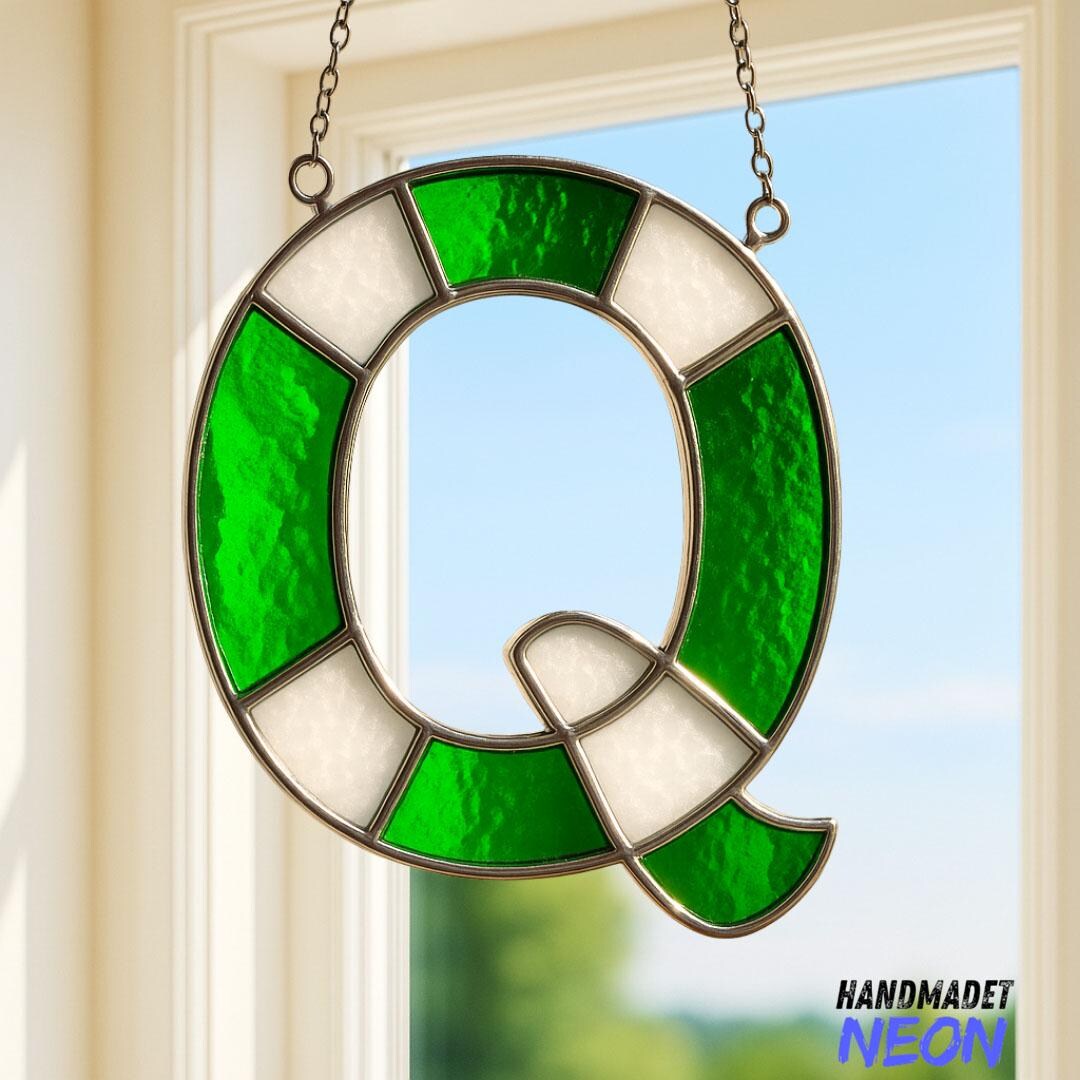 Custom Letter Monogram Stained Glass: Handmade Window Suncatcher ...