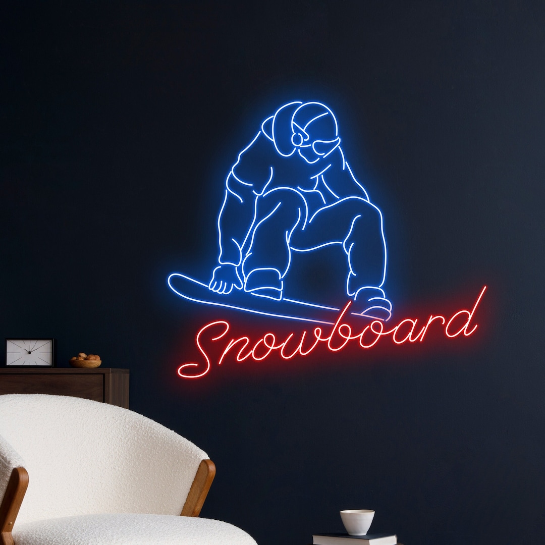 Snowboard Neon Sign Snowboarding Led Sign Snowboarder Led Etsy