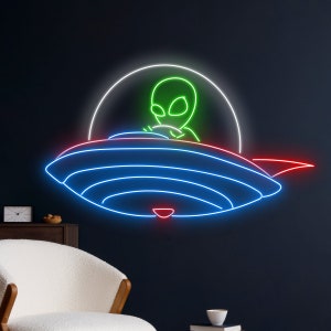 Alien UFO Led Sign, Alien UFO Neon Light, Alien UFO Neon Sign, Alien Led Light, Alien Spaceship Room Wall Decor
