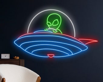 Alien UFO Led Sign, Alien UFO Neon Light, Alien UFO Neon Sign, Alien Led Light, Alien Spaceship Room Wall Decor