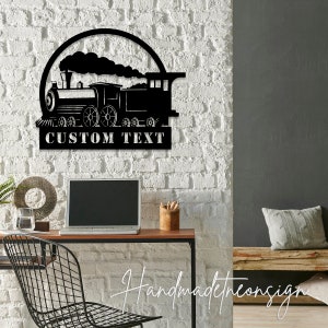 thumbnail image 2 of Vintage Style Train Railroad Locomotive Metal Sign – 087, USA Made, Kids Wall Art 2 of 5