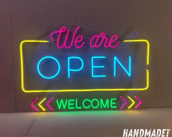 We Are Open Neon Sign: LED Welcome Light, Shop Decor