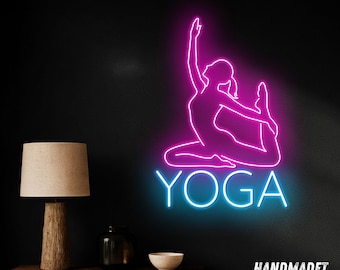 Yoga-neonbord – led-licht yogastudio, decor yogahouding, neonbord yogaruimte, neonlicht fitnessstudio, bord meditatieruimte