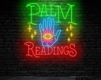 ADVPRO LED Neon-Schild „Psychic Palm Readings“, 40x60 Cm, Blau/rot, 3W, Mit Fernbedienung & Netzteil