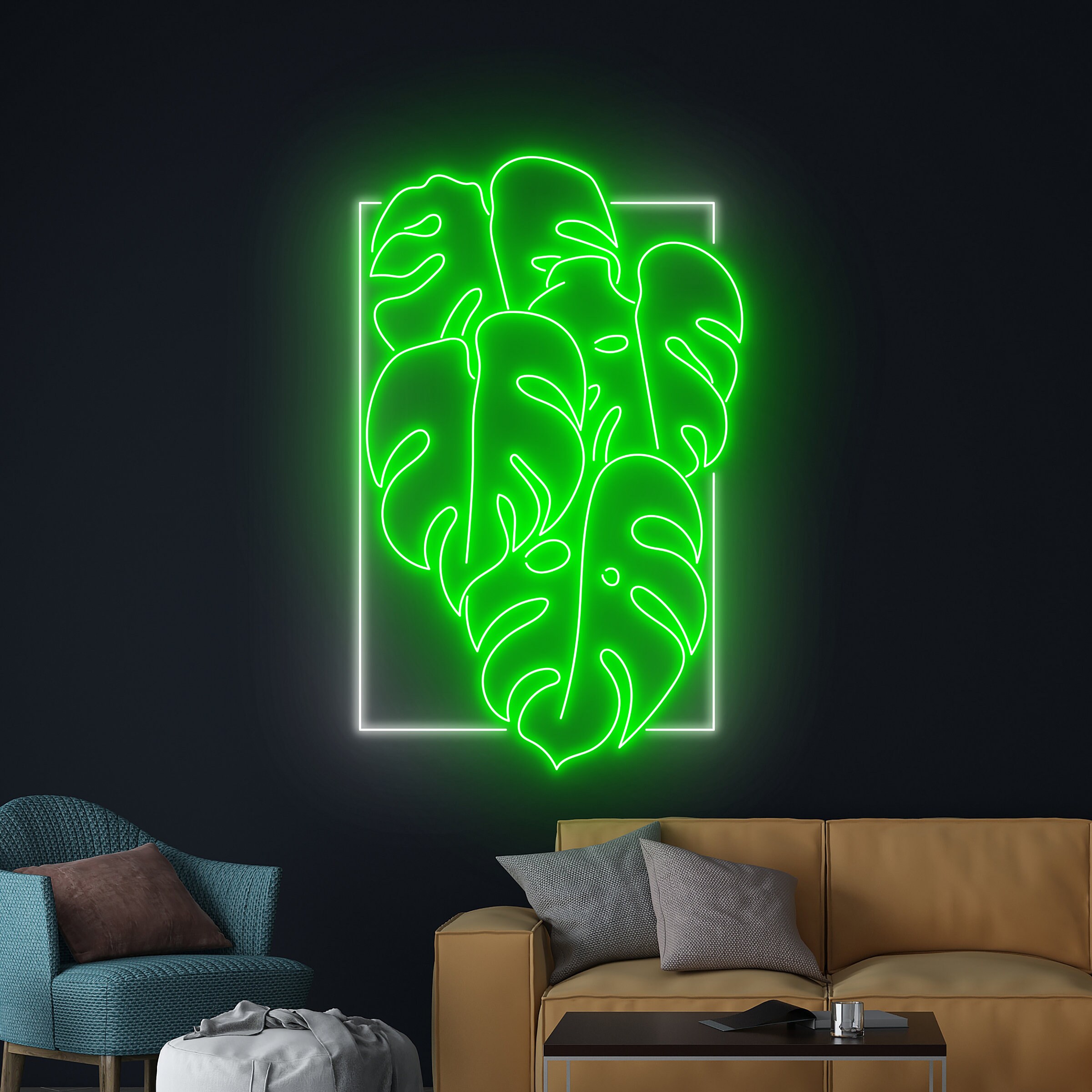 Aesthetic | Light Neon Leaf Monstera 約50cm Monstera 緑色ネオンライト Light Neon™ Custom by Art Wall Up その他