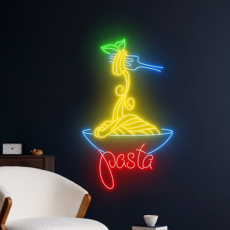 Pasta Spaghetti Neon Sign, Pasta Led Light, Italy Noddles Neon Sign ...