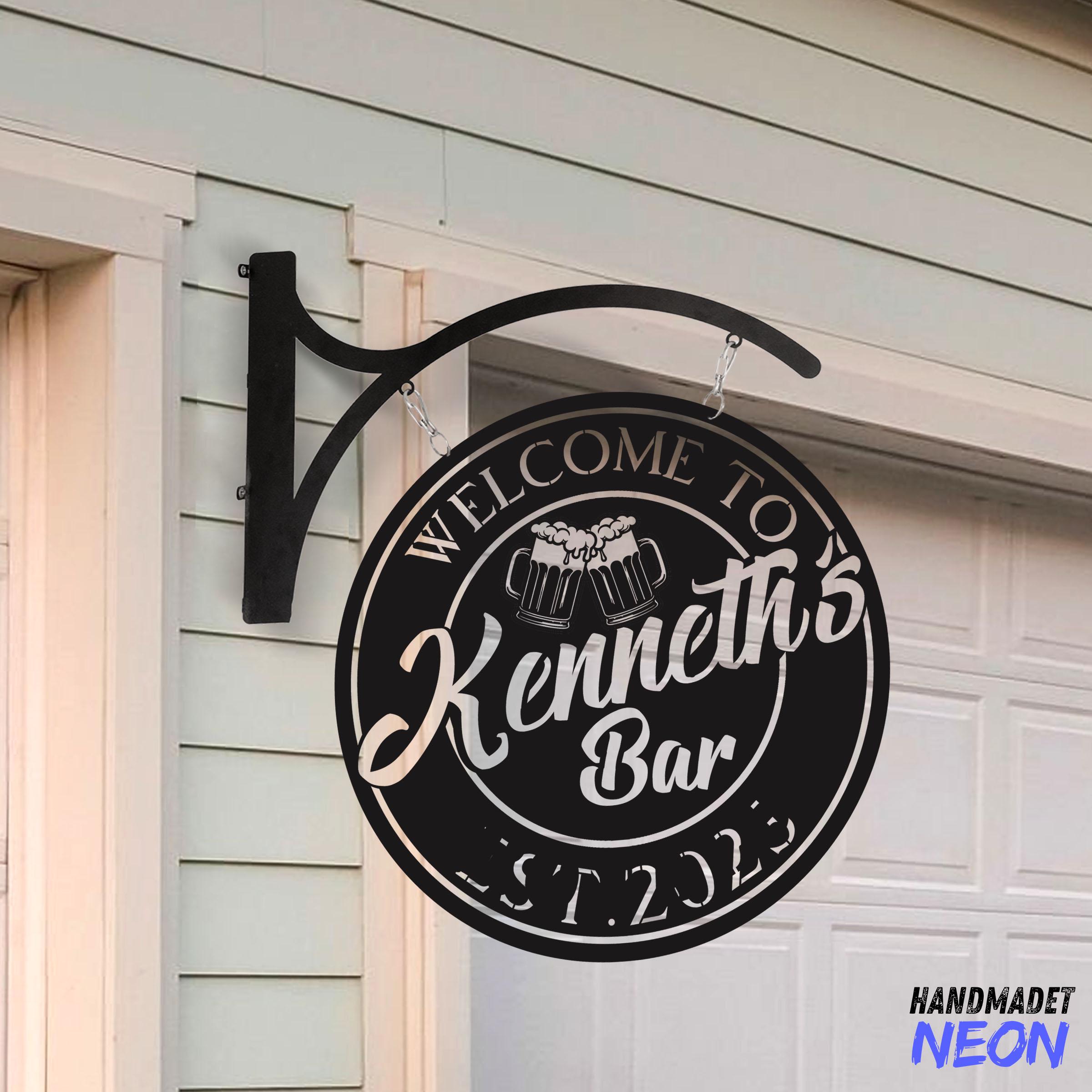 Personalized Bar Hanging Sign, Beer Bar Outdoor Metal Hanging Sign ...